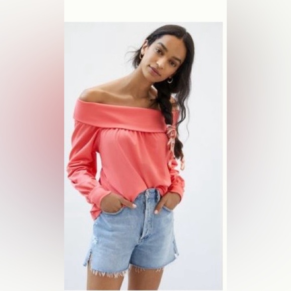 Anthropologie Maeve Coral Off the Shoulder Top